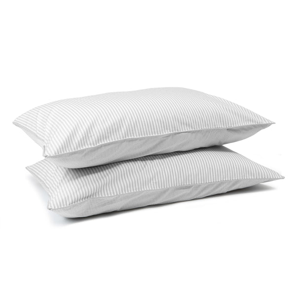 Grey Striped Pillowcase Pair Dip Doze