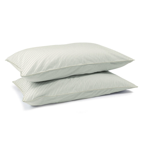 Sage Green Striped Pillowcase Pair